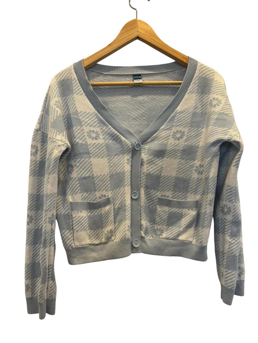 * 🌼 Old Navy Spring Cardigan Coquette Knit Blue Cream 14/16